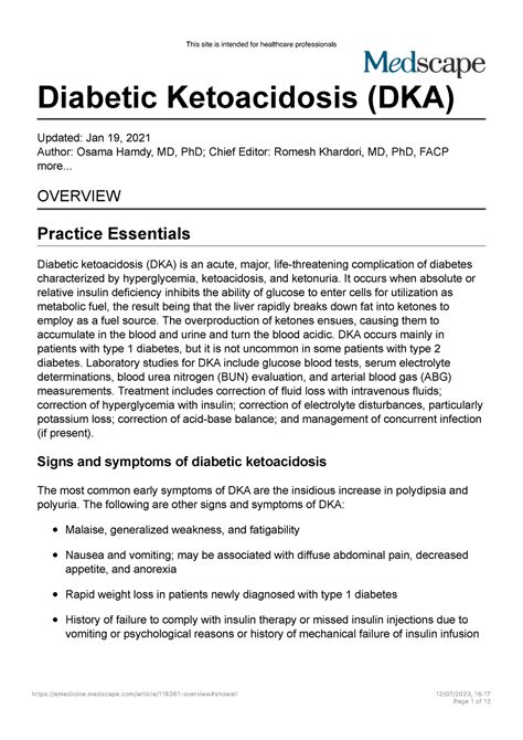 diabetic ketoacidosis workup|Diabetic Ketoacidosis (DKA): Practice Essentials, Background.